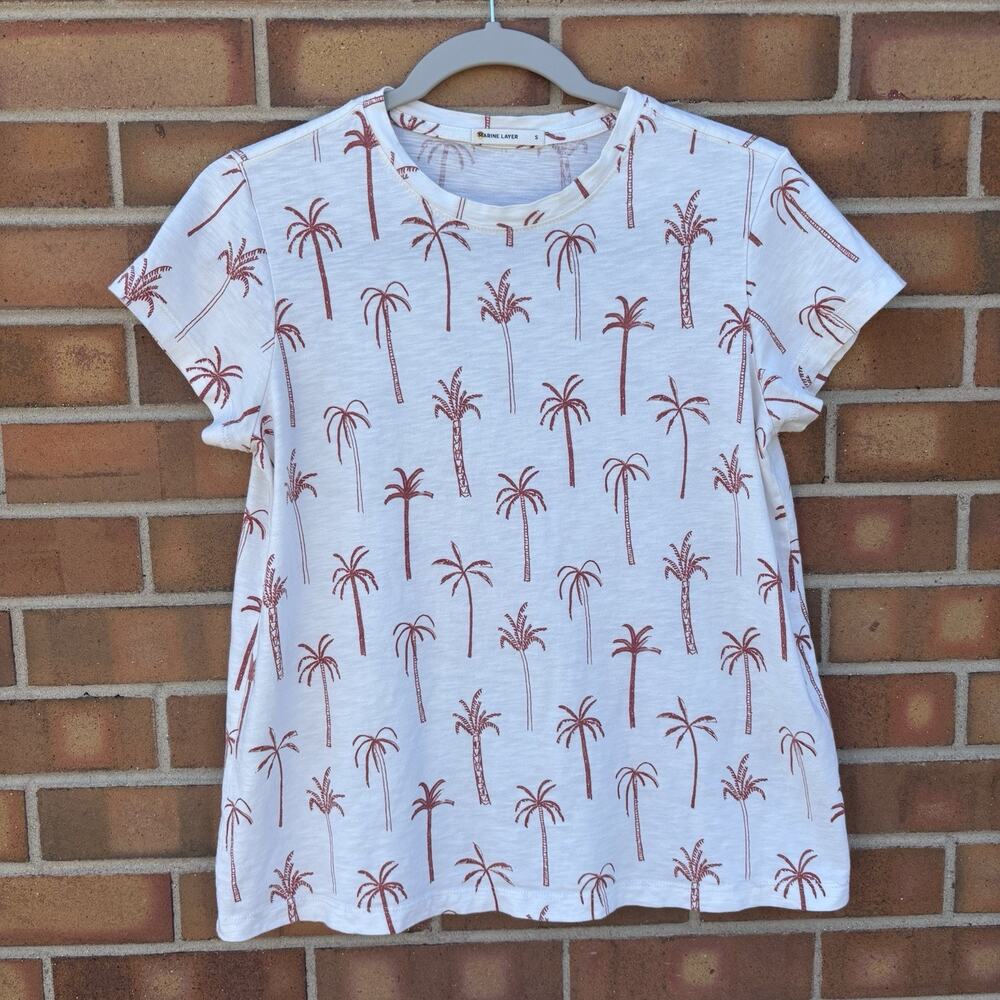 Marine Layer Crew Neck Palm Tree Print Short Sleeve T Shirt Small Supima Cotton